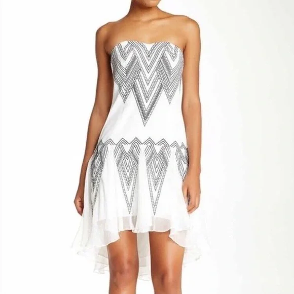 Free People Radiating Angles Strapless Dress - White and Black - Picture 1 of 14